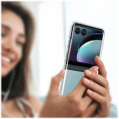 SaharaCase Hybrid-Flex Hard Shell MagSafe Phone Case for Motorola Razr+ 2023, Shock Absorbing, Clear (CP00434)