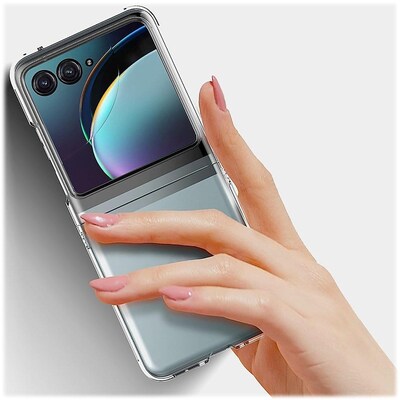 SaharaCase Hybrid-Flex Hard Shell MagSafe Phone Case for Motorola Razr+ 2023, Shock Absorbing, Clear (CP00434)