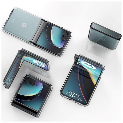 SaharaCase Hybrid-Flex Hard Shell MagSafe Phone Case for Motorola Razr+ 2023, Shock Absorbing, Clear (CP00434)