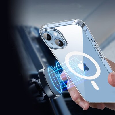 SaharaCase Hybrid-Flex Hard Shell MagSafe Phone Case for iPhone 15, Shock Absorbing, Clear (CP00441)