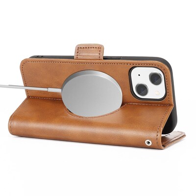 SaharaCase Folio Wallet MagSafe Phone Case for iPhone 15, Shock Absorbing, Brown (CP00446)