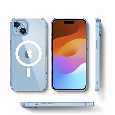 SaharaCase Hybrid-Flex Hard Shell MagSafe Phone Case for iPhone 15 Plus, Shock Absorbing, Clear (CP00450)