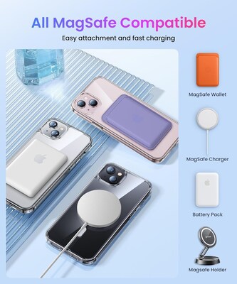 SaharaCase Hybrid-Flex Kickstand MagSafe Phone Case for iPhone 15 Plus, Shock Absorbing, Clear (CP00451)