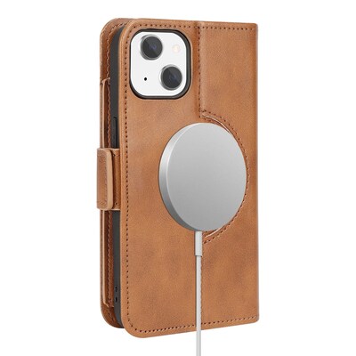 SaharaCase Folio Wallet MagSafe Phone Case for iPhone 15 Plus, Shock Absorbing, Brown (CP00455)