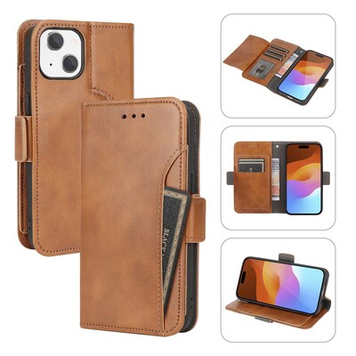 SaharaCase Folio Wallet MagSafe Phone Case for iPhone 15 Plus, Shock Absorbing, Brown (CP00455)