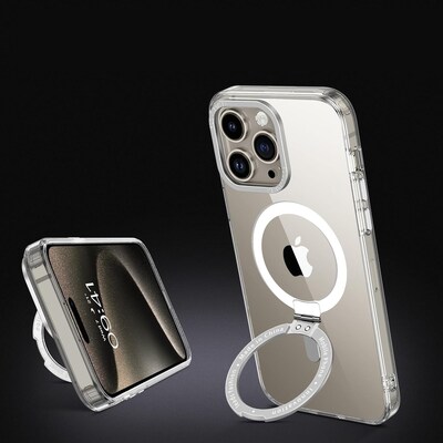 SaharaCase Hybrid-Flex Kickstand MagSafe Phone Case for iPhone 15 Pro, Shock Absorbing, Clear (CP00460)