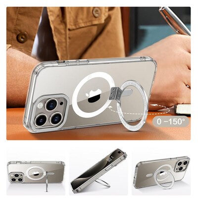 SaharaCase Hybrid-Flex Kickstand MagSafe Phone Case for iPhone 15 Pro, Shock Absorbing, Clear (CP00460)
