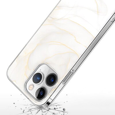 SaharaCase MagSafe Phone Case for iPhone 15 Pro, Shock Absorbing, White Marble (CP00463)