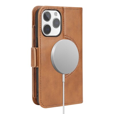 SaharaCase Folio Wallet MagSafe Phone Case for iPhone 15 Pro, Shock Absorbing, Brown (CP00468)
