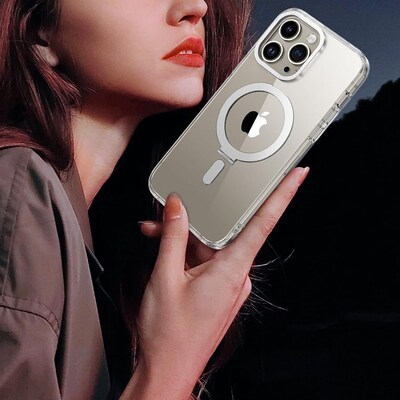 SaharaCase Hybrid-Flex Kickstand MagSafe Phone Case for iPhone 15 Pro Max, Shock Absorbing, Clear (CP00473)