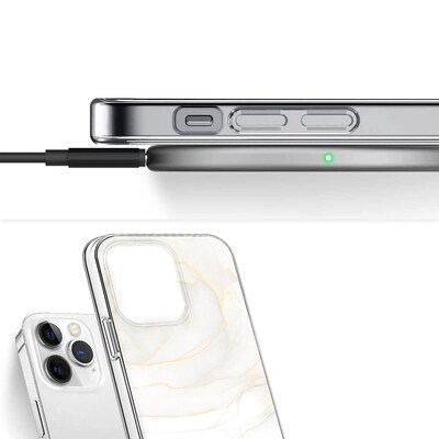 SaharaCase MagSafe Phone Case for iPhone 15 Pro Max, Shock Absorbing, White Marble (CP00476)