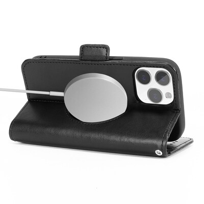 SaharaCase Folio Wallet MagSafe Phone Case for iPhone 15 Pro Max, Shock Absorbing, Black (CP00480)