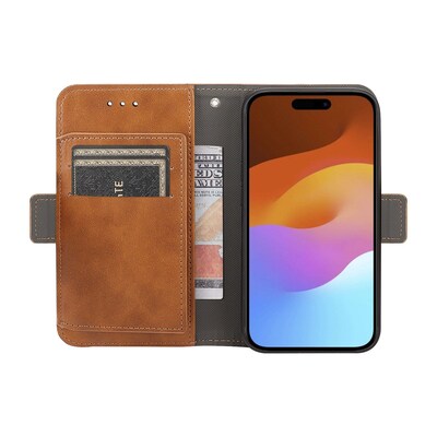 SaharaCase Folio Wallet MagSafe Phone Case for iPhone 15 Pro Max, Shock Absorbing, Brown (CP00481)