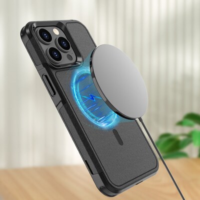 SaharaCase Armor MagSafe Phone Case for iPhone 15 Pro Max, Shock Absorbing, Black (CP00482)