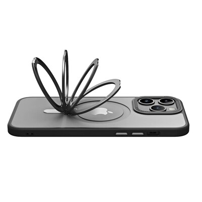 SaharaCase Hybrid-Flex Kickstand MagSafe Phone Case for iPhone 15 Pro Max, Shock Absorbing, Clear Black (CP00483)