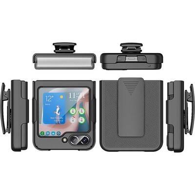 SaharaCase Anti-Slip Holster Case for Samsung Galaxy Z Flip5, Shock Absorbing, Black (CP00500)