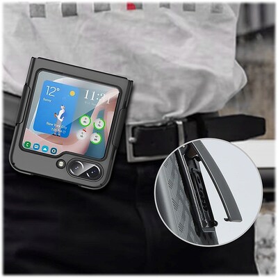 SaharaCase Anti-Slip Holster Case for Samsung Galaxy Z Flip5, Shock Absorbing, Black (CP00500)