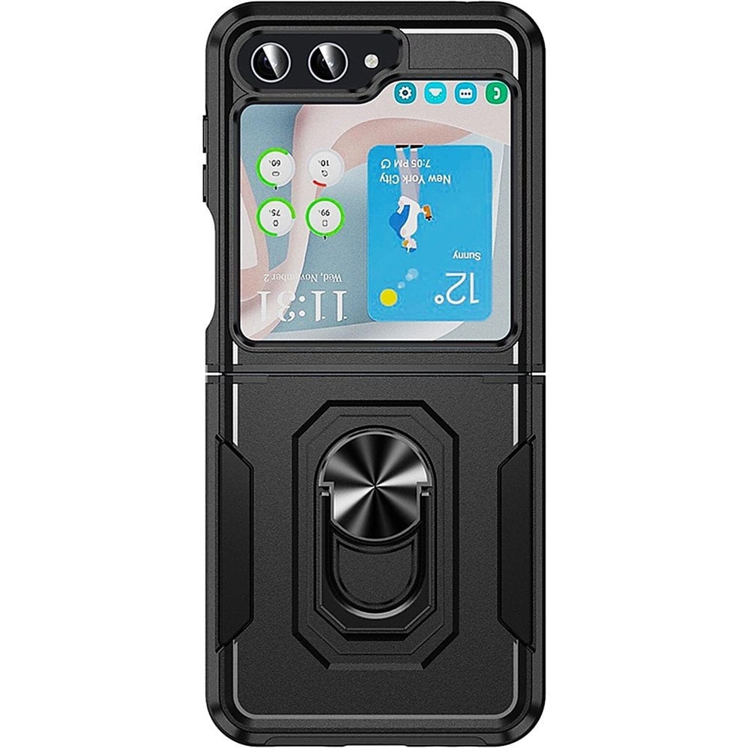 SaharaCase Heavy Duty Kickstand Phone Case for Samsung Galaxy Z Flip5, Shock Absorbing, Black (CP00501)