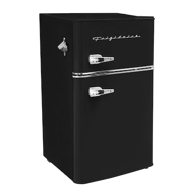 Frigidaire EFR840-BLACK 3.2-Cu Ft. 2-Door Retro Compact Bar Fridge with Freezer & Side Bottle Opener, Black