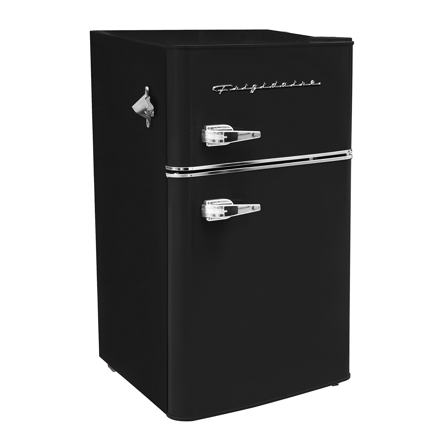 Frigidaire EFR840-BLACK 3.2-Cu Ft. 2-Door Retro Compact Bar Fridge with Freezer & Side Bottle Opener, Black