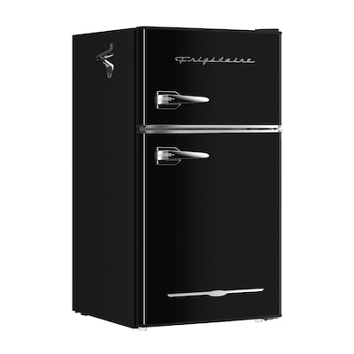 Frigidaire EFR840-BLACK 3.2-Cu Ft. 2-Door Retro Compact Bar Fridge with Freezer & Side Bottle Opener, Black