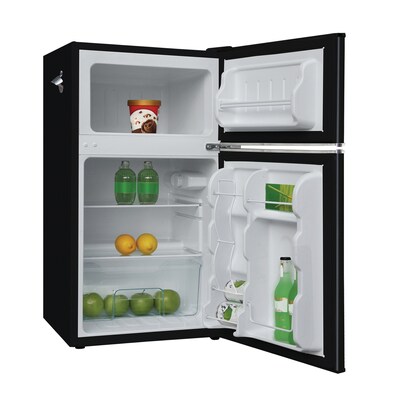 Frigidaire EFR840-BLACK 3.2-Cu Ft. 2-Door Retro Compact Bar Fridge with Freezer & Side Bottle Opener, Black