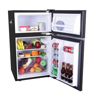 Frigidaire EFR840-BLACK 3.2-Cu Ft. 2-Door Retro Compact Bar Fridge with Freezer & Side Bottle Opener, Black