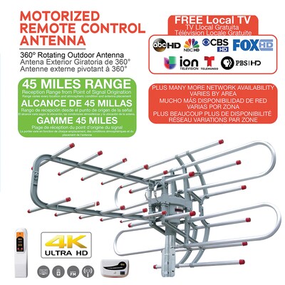 QFX HD/DTV/UHF/VHF/FM 360° Rotating Outdoor Antenna (ANT 106)