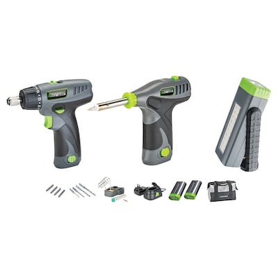 Genesis 8-Volt Li-Ion 3-Piece Cordless Tool Kit with Screwdriver, Soldering Iron & Pocket LED Light,