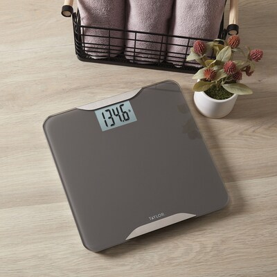 Taylor Precision Products 5297042 Digital Glass Bath Scale, Taupe with Stainless Steel Accents, 400 lbs.