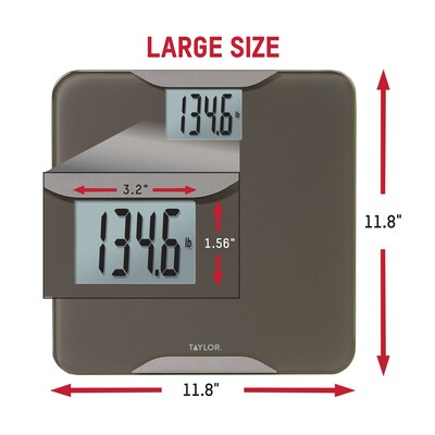 Taylor Precision Products 5297042 Digital Glass Bath Scale, Taupe with Stainless Steel Accents, 400 lbs.
