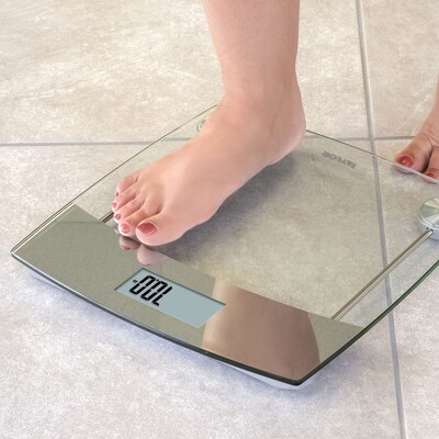 Taylor Precision Products 75244192 Digital Glass Bathroom Scale with Stainless Steel Accents, Clear, 440 lbs.