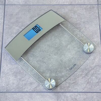 Taylor Precision Products 75244192 Digital Glass Bathroom Scale with Stainless Steel Accents, Clear, 440 lbs.