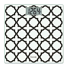 Taylor Precision Products 755841932BWL Digital Glass Bathroom Scale with Lattice Design, Black/White