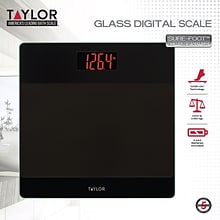 Taylor Precision Products 761940732 Digital Glass Nonslip-Platform Bathroom Scale, Black, 400 lbs.