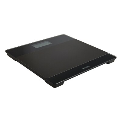 Taylor Precision Products 761940732 Digital Glass Nonslip-Platform Bathroom Scale, Black, 400 lbs.