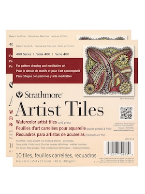 Strathmore Artist Tiles Watercolor Pad, 6 x 6, 10 Sheets/Pad, 2 Pads/Pack (PK2-105-973-1)