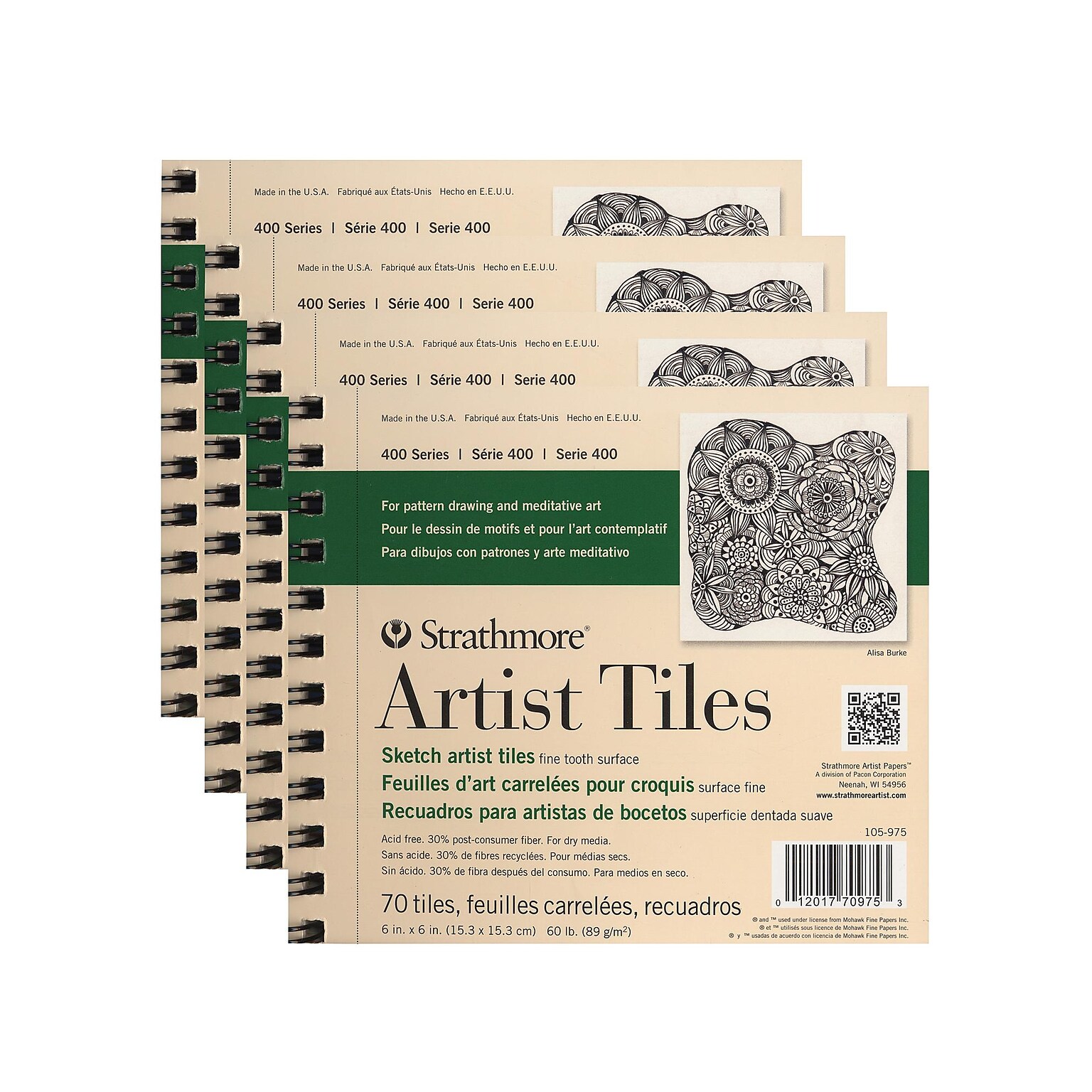 Strathmore Artist Tiles Sketch Pad, 4/Pack (04643-PK4)
