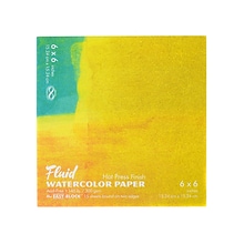 Global Art Fluid Hot Press Watercolor Paper block 6 in. x 6 in., 15 Sheets [Pack of 4](PK4-850066)