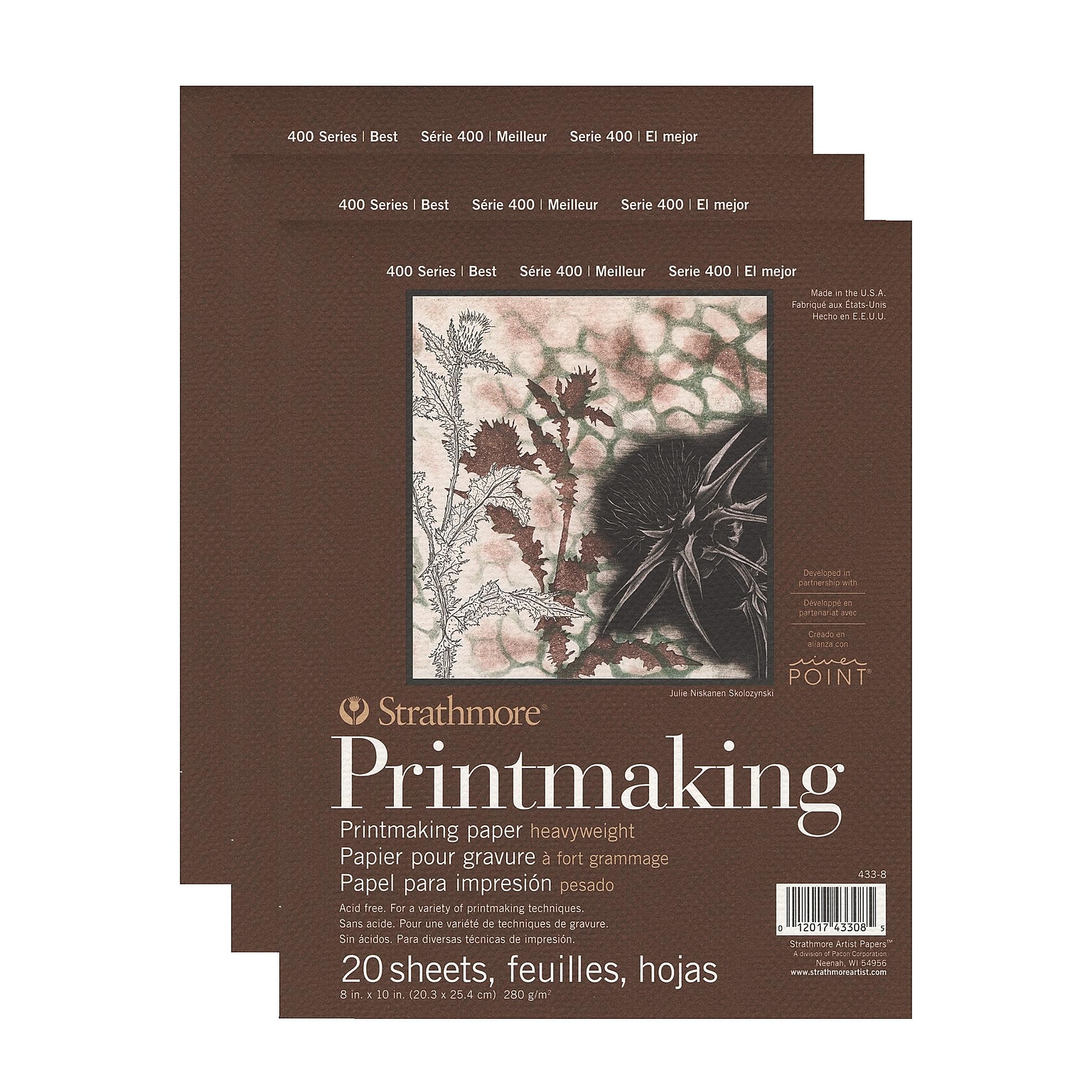 Strathmore 400 Series Heavyweight Printmaking Paper, 8 x 10, 20 Sheets/Pad, 3 Pads/Pack (PK3-433-8)