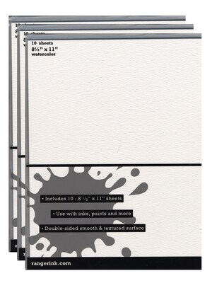 Ranger Watercolor Paper 8 1/2 in. x 11 in. White, 10 Sheets, 3/Pack (PK3-ISW39532)