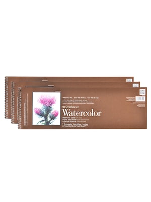 Strathmore 400 Series Watercolor Pads, 6 x 18, 12 Sheets/Pad, 3 Pads/Pack (PK3-440-18-1)