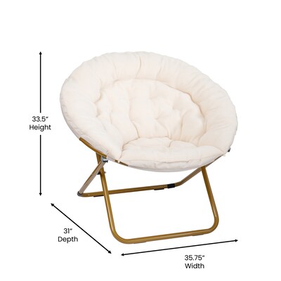 Flash Furniture Gwen Sherpa Folding Saucer Moon Chair, Ivory / Soft Gold Frame (FVFMC025IVSGD)