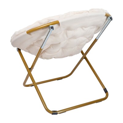 Flash Furniture Gwen Sherpa Folding Saucer Moon Chair, Ivory / Soft Gold Frame (FVFMC025IVSGD)