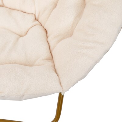Flash Furniture Gwen Sherpa Folding Saucer Moon Chair, Ivory / Soft Gold Frame (FVFMC025IVSGD)