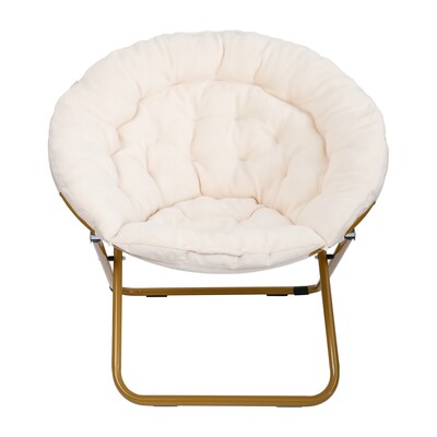 Flash Furniture Gwen Sherpa Folding Saucer Moon Chair, Ivory / Soft Gold Frame (FVFMC025IVSGD)