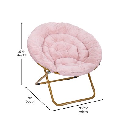 Flash Furniture Gwen Faux Fur Folding Saucer Moon Chair, Blush / Soft Gold Frame (FVFMC025BLSGD)