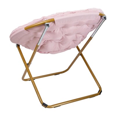 Flash Furniture Gwen Faux Fur Folding Saucer Moon Chair, Blush / Soft Gold Frame (FVFMC025BLSGD)