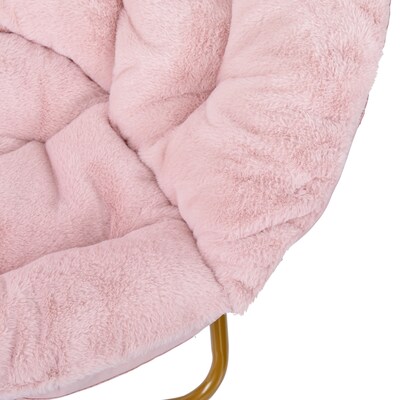 Flash Furniture Gwen Faux Fur Folding Saucer Moon Chair, Blush / Soft Gold Frame (FVFMC025BLSGD)