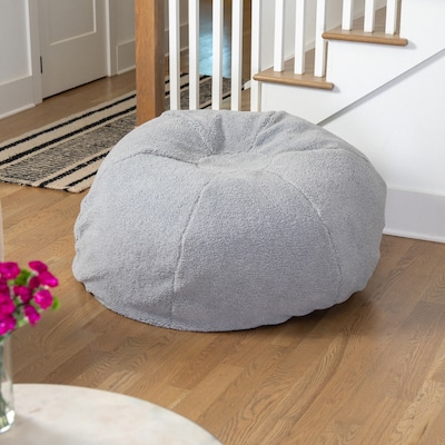 Flash Furniture Duncan Sherpa Refillable Bean Bag Chair, Gray (DGBEANLGSHRPGY)
